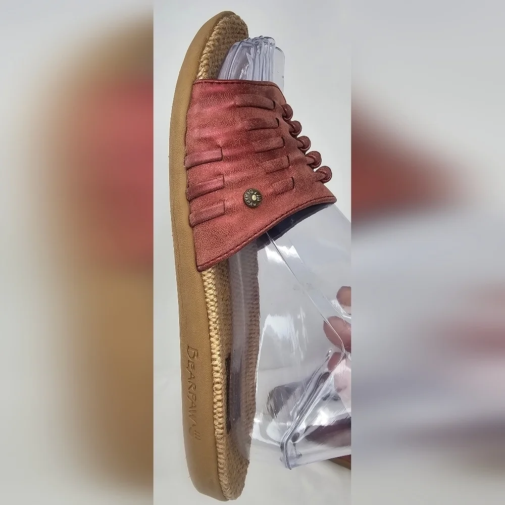 Bearpaw Women's Cedars Wine Faux Leather Slide Sandals Lightweight Casual Size 7